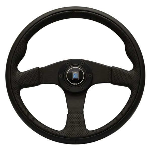 Nardi® - 3-Spoke Twin Line Series Smooth/Perforated Leather Black Steering Wheel