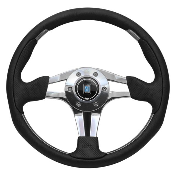 Nardi® - 3-Spoke ND 4 Metal Series Smooth/Perforated Leather Black Steering Wheel