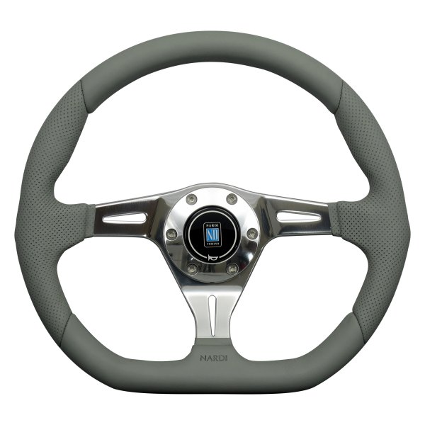 Nardi® - 3-Spoke Kallista Series Leather/Perforated Gray Steering Wheel
