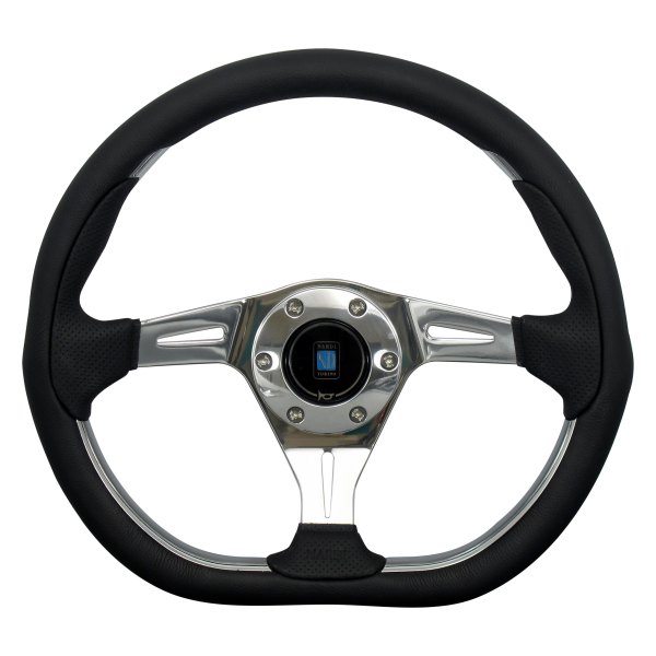 Nardi® - 3-Spoke Kallista Metal Series Leather/Perforated Black Steering Wheel