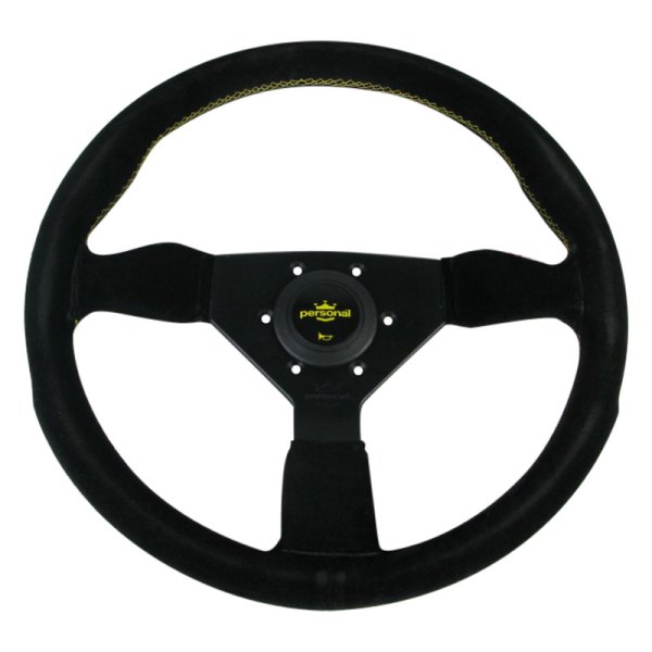 Personal® - 3-Spoke Grinta Suede Black Steering Wheel with Blue Stitching