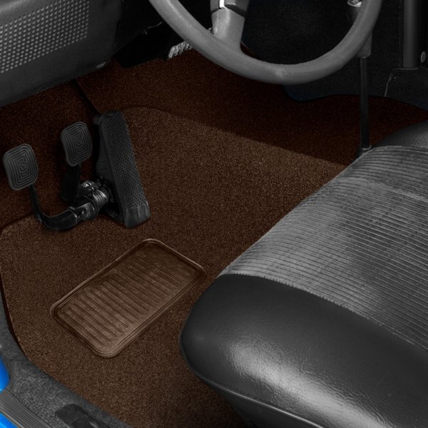  Newark Auto® - Sewn-To-Contour Dark Brown Nylon Cut Pile Replacement Front with Side Extension Carpet Kit