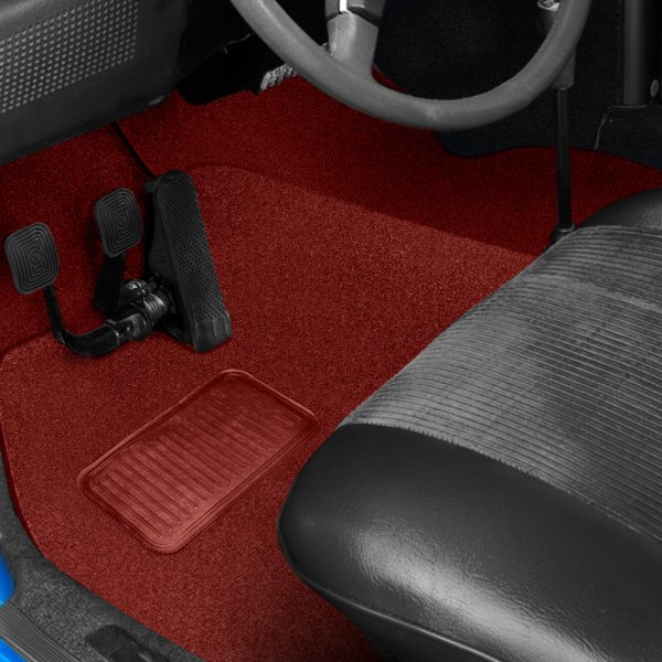  Newark Auto® - Sewn-To-Contour Red Nylon Cut Pile Replacement Front and Rear Carpet Kit