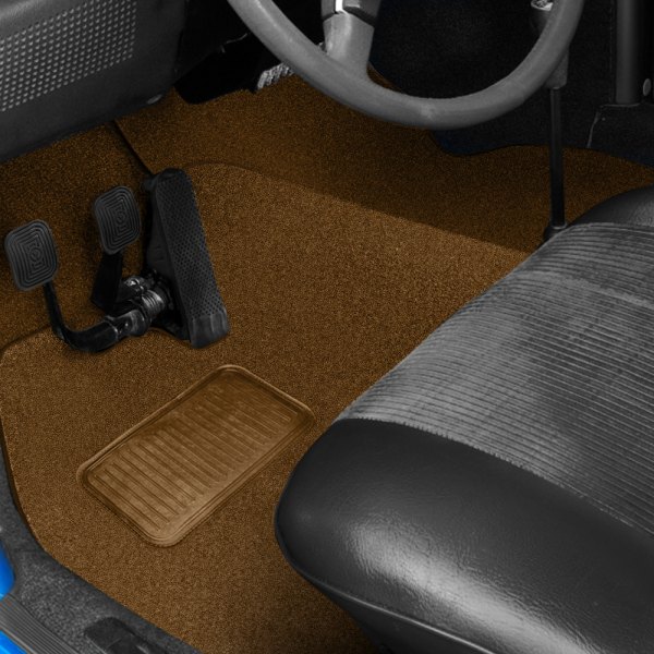  Newark Auto® - Sewn-To-Contour Caramel Nylon Cut Pile Replacement Front with Side Extension Carpet Kit
