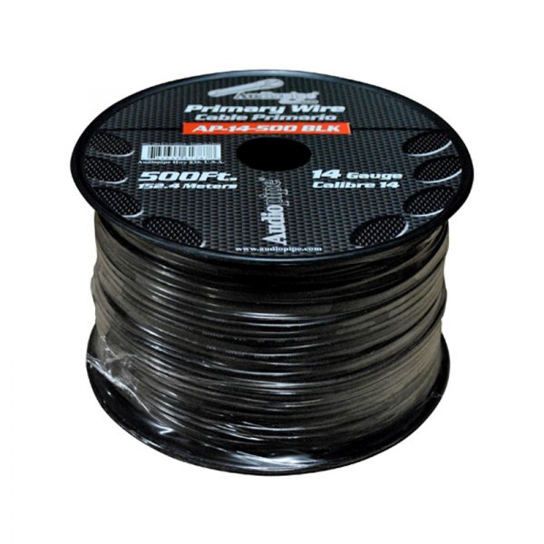 Audiopipe® - 14 AWG Single 500' Black Stranded TWP Primary Wire