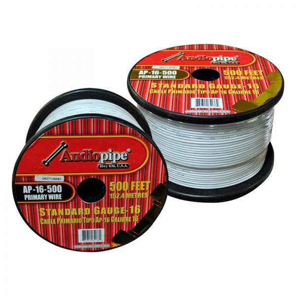 Audiopipe® - 16 AWG Single 500' White Stranded TWP Primary Wire
