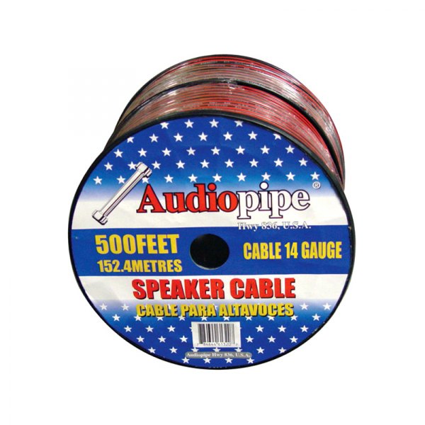 Audiopipe® - 14 AWG 2-Way 500' Black/Red Stranded GPT Speaker Wire