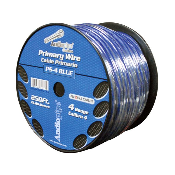 Audiopipe® - Flexible Series 4 AWG Single 250' Blue Stranded GPT Primary Wire