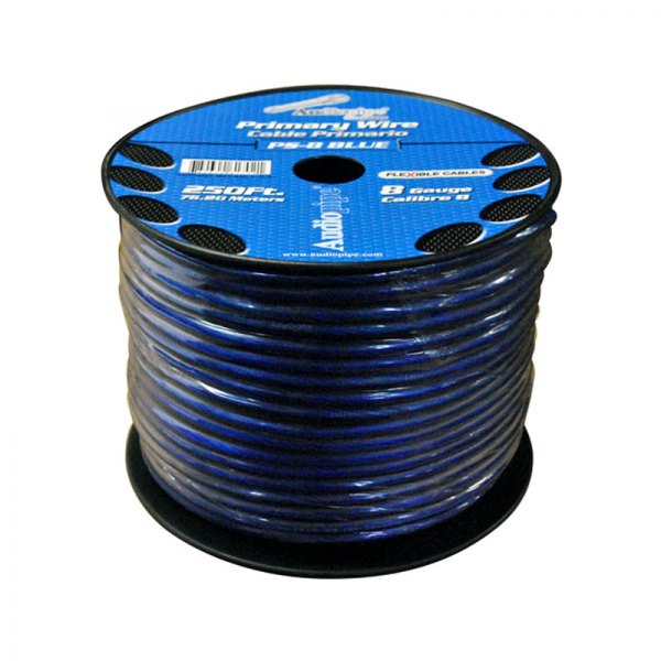 Audiopipe® - Flexible Series 8 AWG Single 250' Blue Stranded GPT Primary Wire