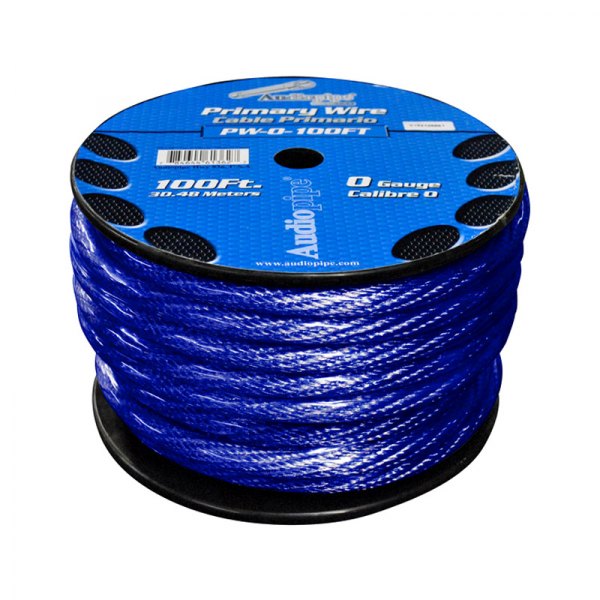 Audiopipe® - 1/0 AWG Single 100' Blue Stranded GPT Primary Wire