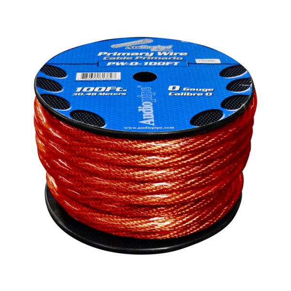 Audiopipe® - 1/0 AWG Single 100' Red Stranded GPT Primary Wire