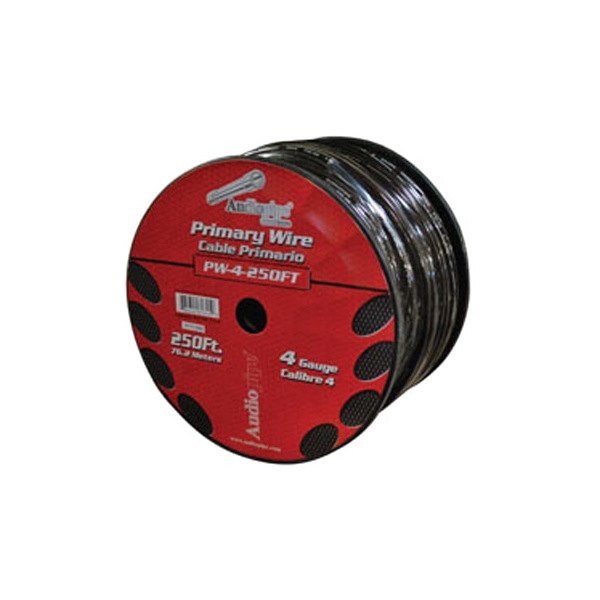 Audiopipe® - 4 AWG Single 250' Black Stranded GPT Primary Wire