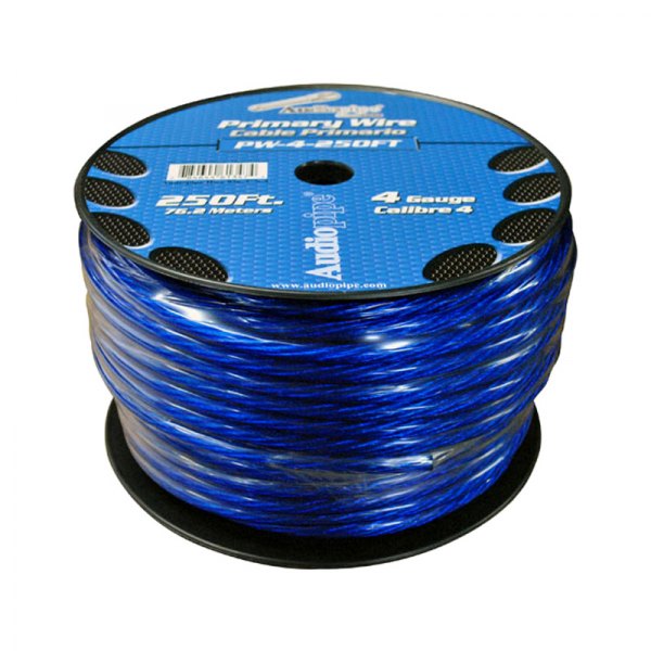 Audiopipe® - 4 AWG Single 250' Blue Stranded GPT Primary Wire