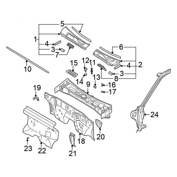 Cowl Grille Panel Clip