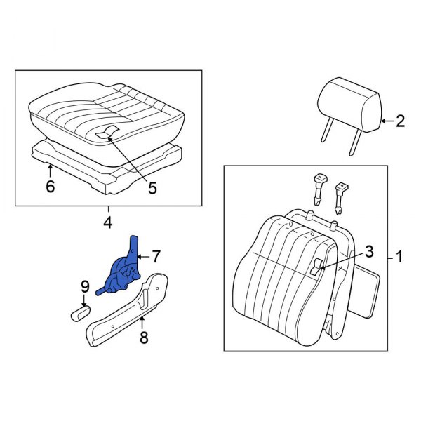 Nissan OE 874528B700 Front Left Inner Seat Back Recliner Adjustment