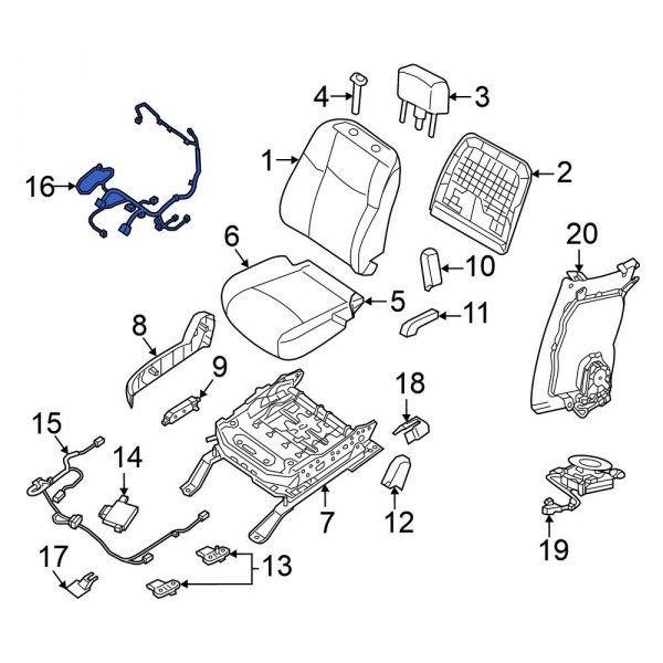 Nissan OE 870195AC6A Front Right Power Seat Wiring Harness
