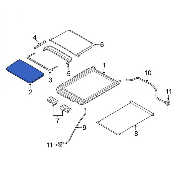Nissan OE 912105AA1A Front Sunroof Glass