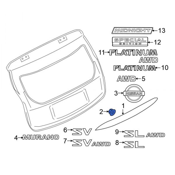 Liftgate Finish Panel Nut