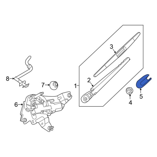 Back Glass Wiper Arm Cap