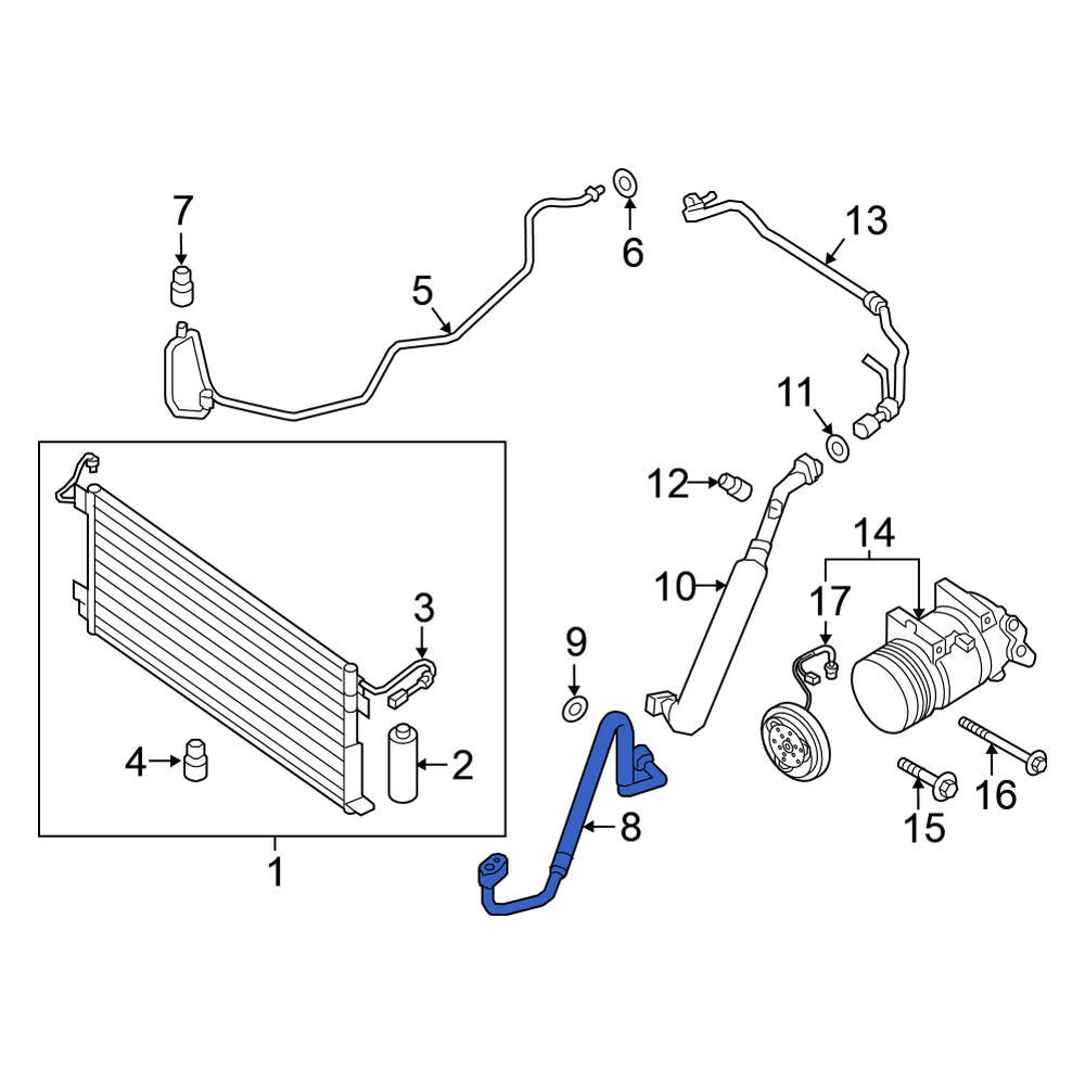 Nissan OE 92490EZ30B - A/C Refrigerant Discharge Hose