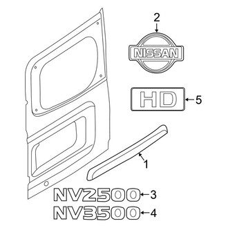 Nissan OE - Back Door - Exterior Trim (Standard Cargo Van)