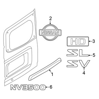 Nissan OE - Back Door - Exterior Trim (Standard Passenger Van)