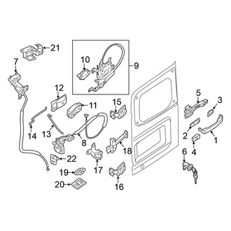 Nissan OE - Back Door - Lock & Hardware (Right Door), (Standard Passenger Van)