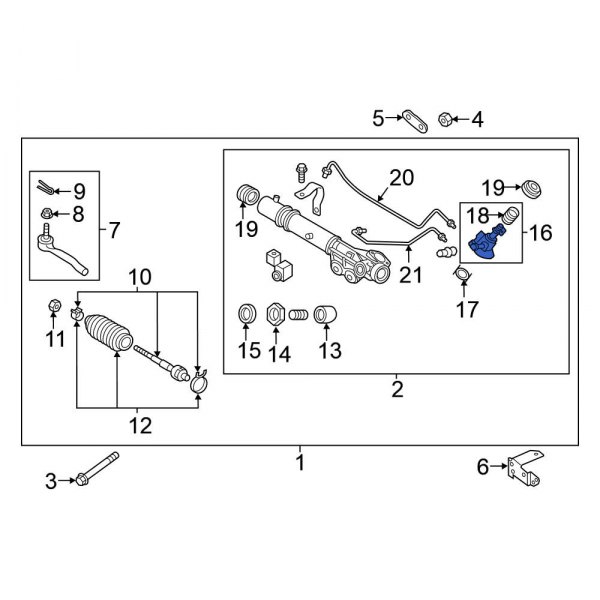 Nissan OE 492101LA2B Front Rack And Pinion Steering Pinion Shaft