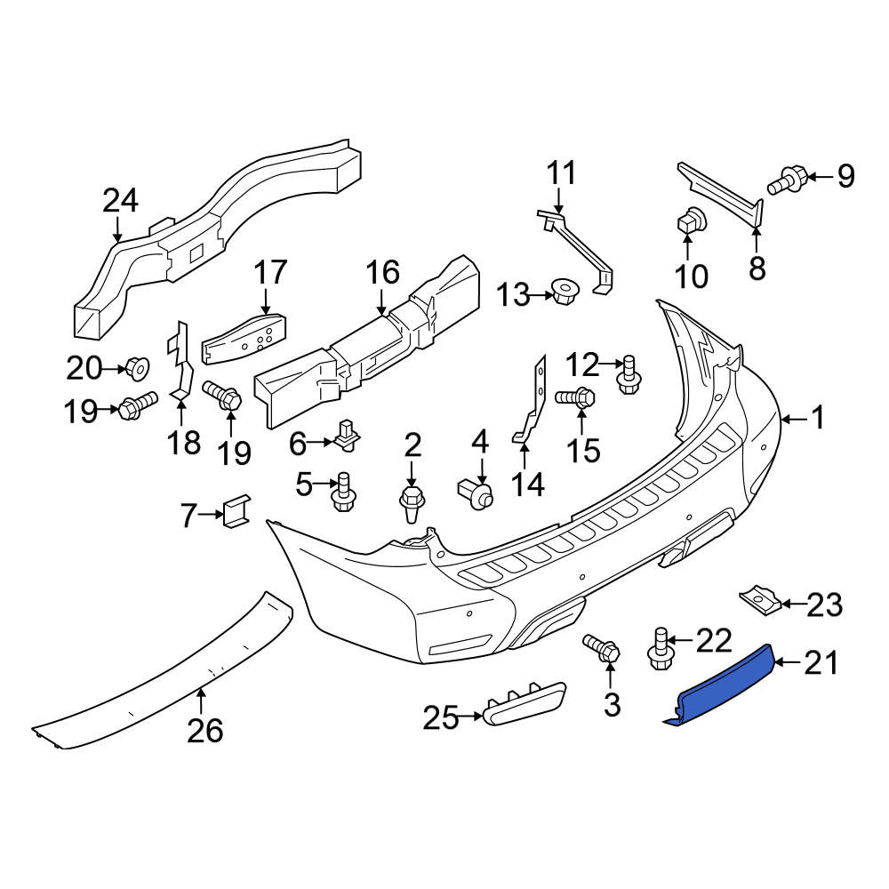 Nissan OE 850185ZW0B - Rear Bumper Cover Spacer Panel
