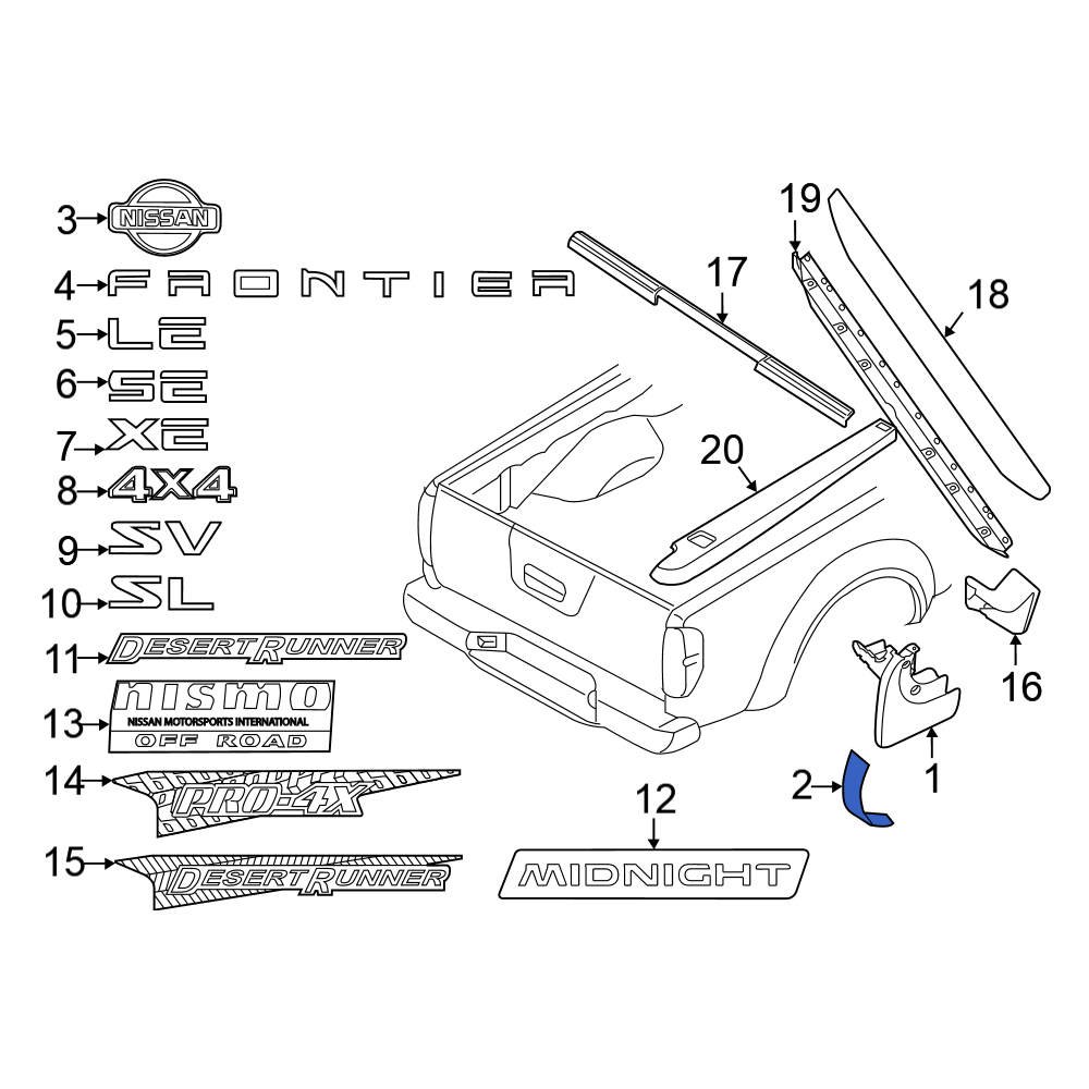 Nissan OE 78813ZP10A Rear Left Side Body Trim Protector