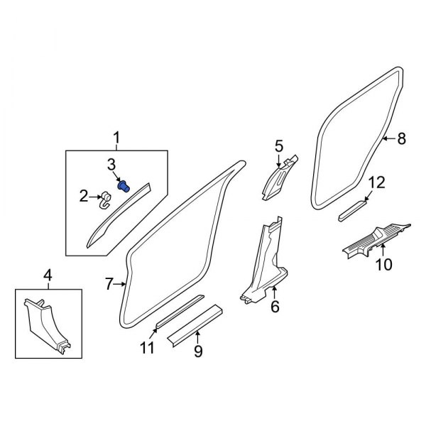 Body A-Pillar Trim Panel Clip