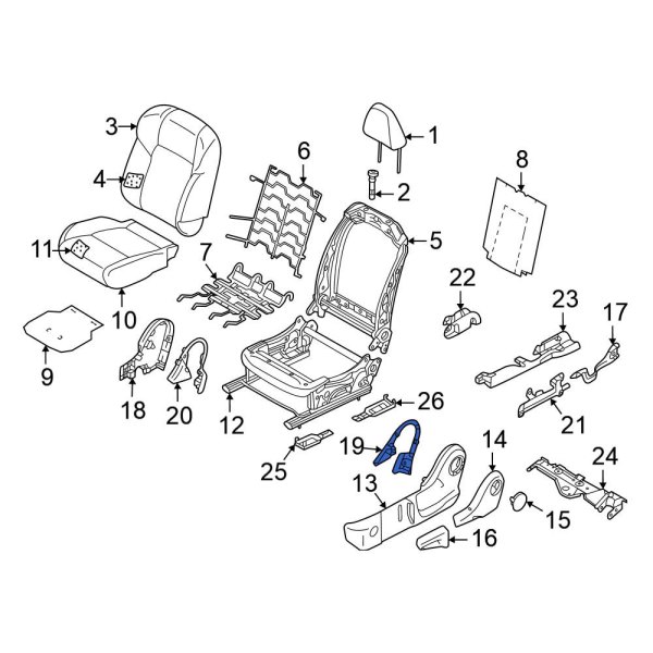 Nissan OE 874556RE0A Front Left Outer Seat Back Recliner Adjustment