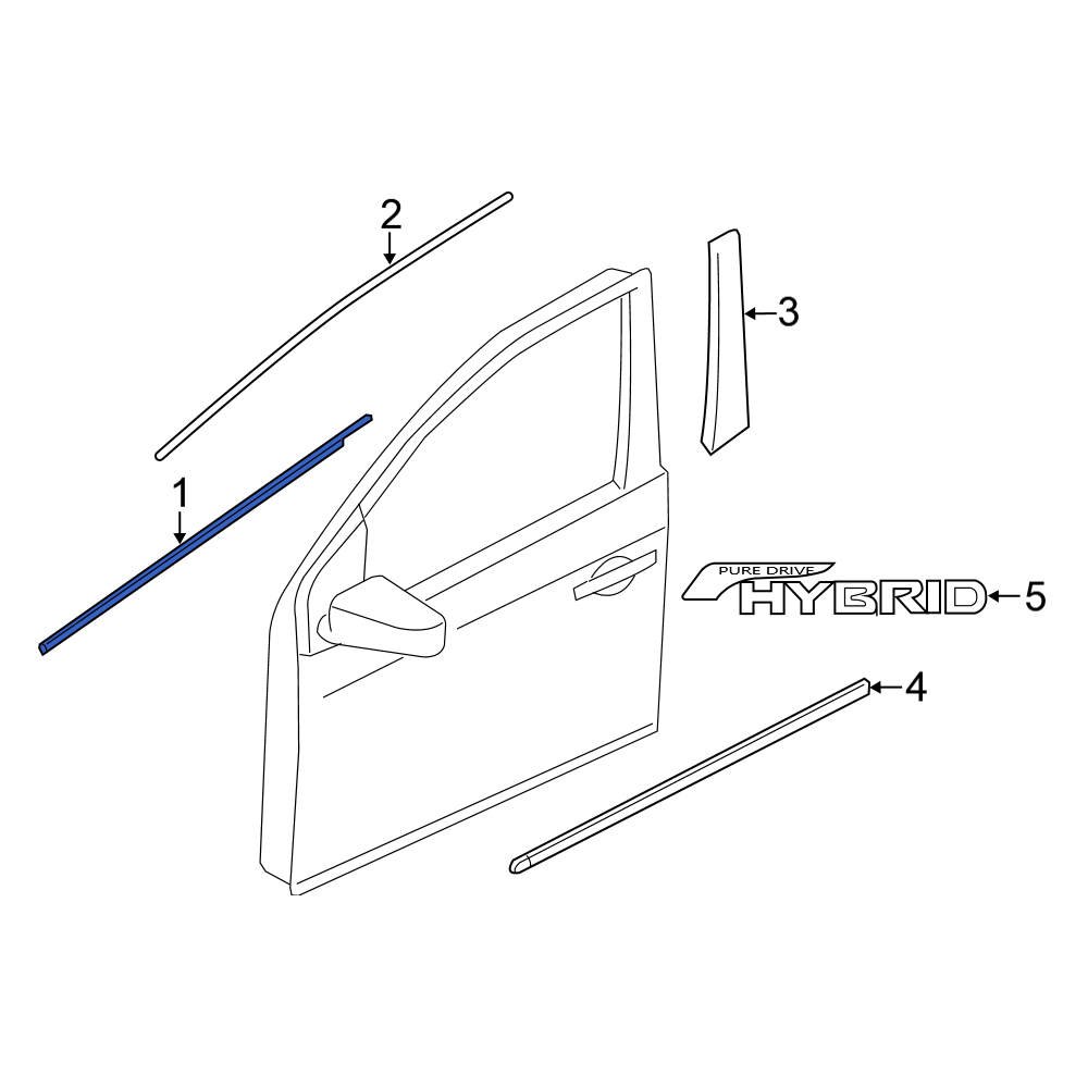 Nissan OE 808204CL0A - Front Right Door Belt Molding