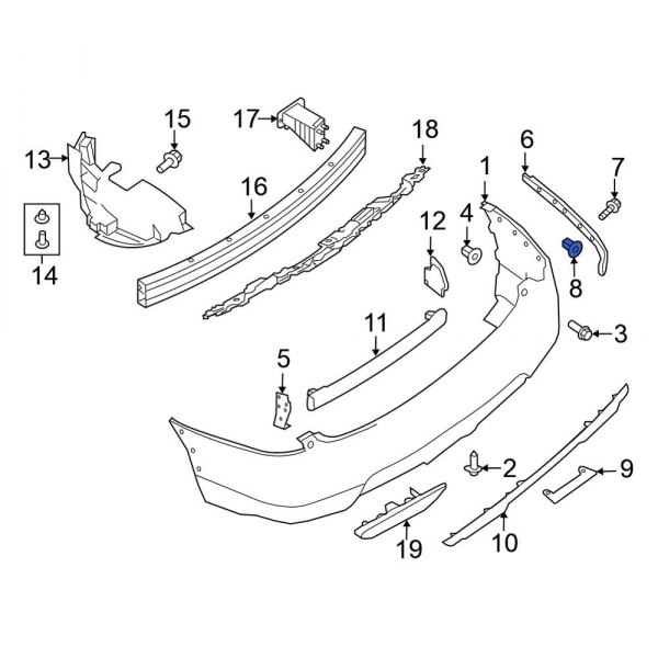 Bumper Cover Support Rail Grommet