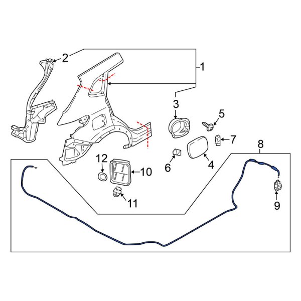 Fuel Filler Door Release Cable