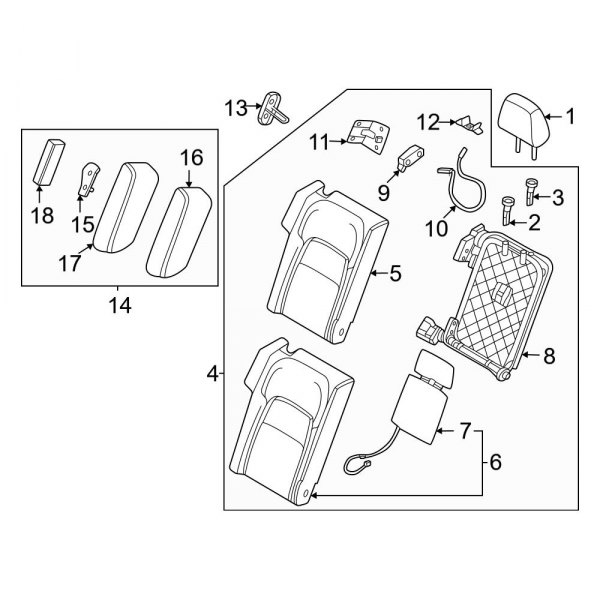 Seats & Tracks - Rear Seat Components (40% Side, Seat Back Components)