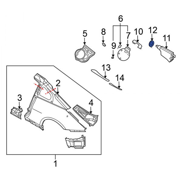Nissan OE 84656AR000 Left Fuel Filler Door Lock Actuator Nut
