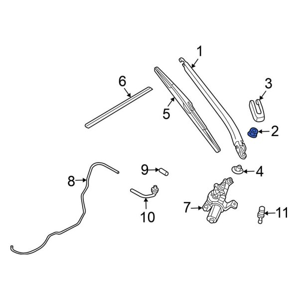 Back Glass Wiper Arm Nut