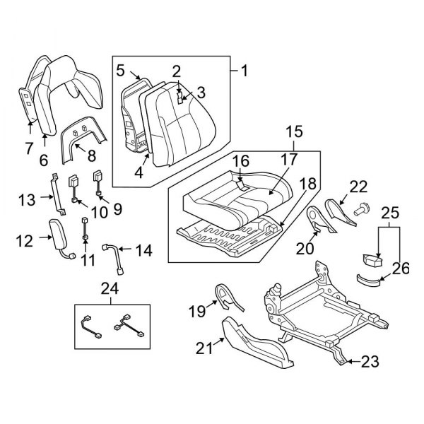 Seats & Tracks - Front Seat Components (Passenger Side, With Ventilated, With Side Air Bag)