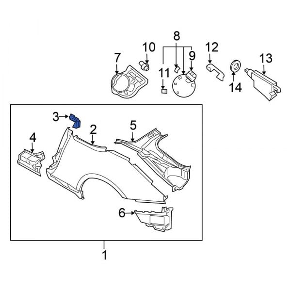 Nissan OE 78116CE400 - Right Body B-Pillar Reinforcement