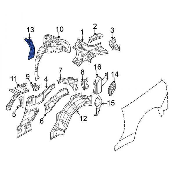 Nissan OE 17290CD400 Rear Right Quarter Panel Splash Shield