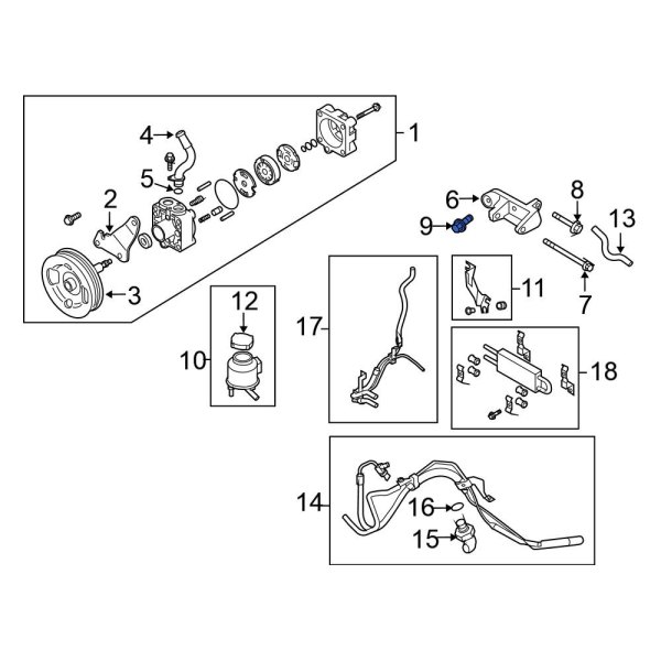 Nissan OE 11916JK20C Power Steering Pump Mounting Bolt