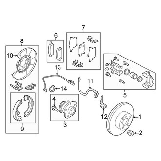 Nissan OE - Rear Suspension - Brake Components (W/O Akebono Brakes), (Sport)