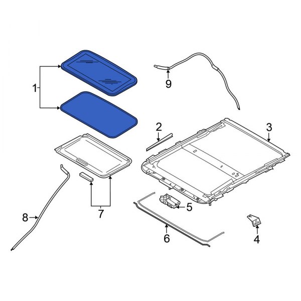 Nissan OE 912106LA2A Sunroof Glass