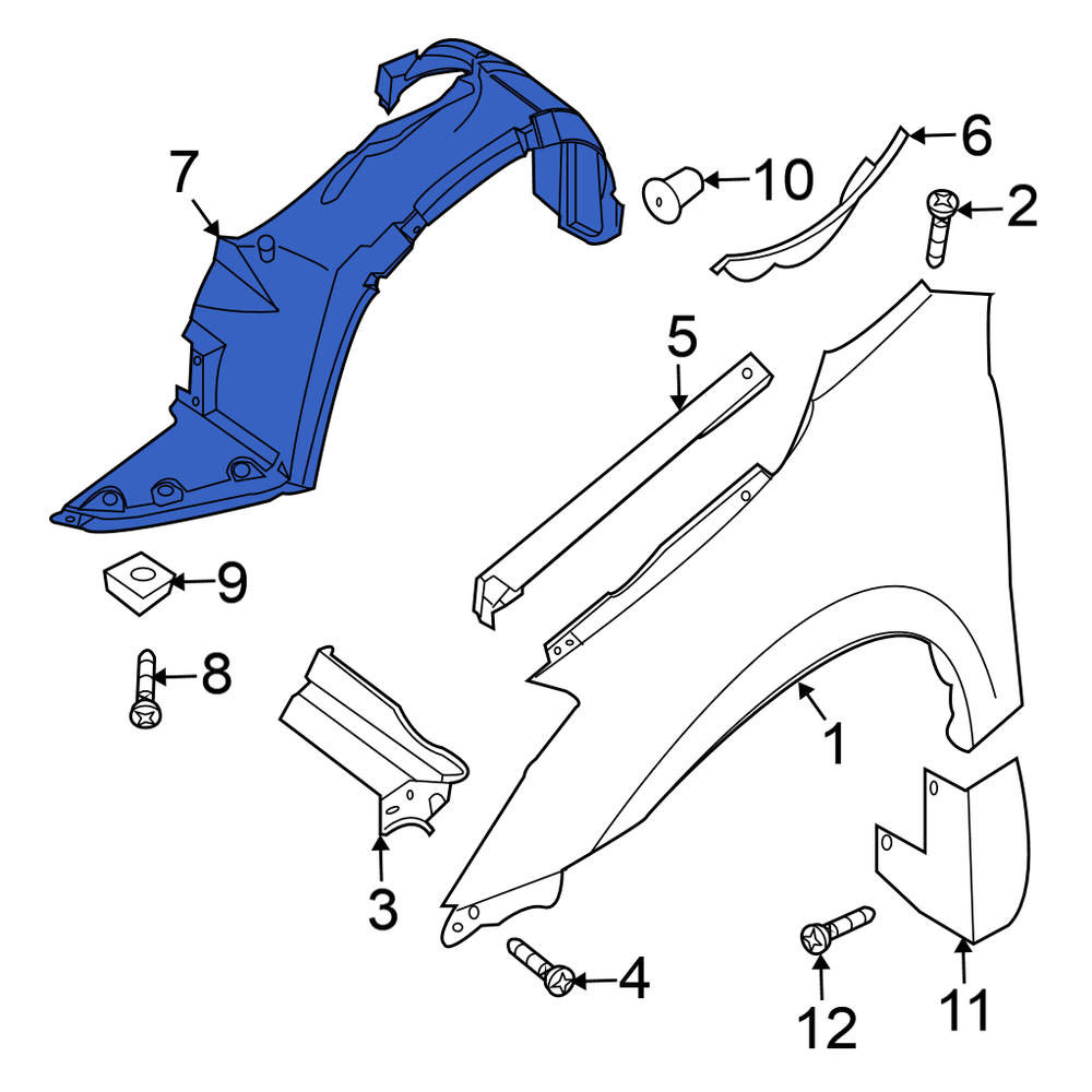Nissan OE 63840ZX00A - Front Right Fender Splash Shield
