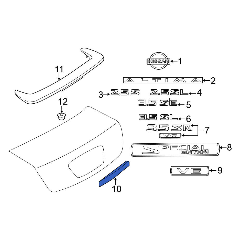 Nissan OE 84810ZX01A - Rear Deck Lid Finish Panel