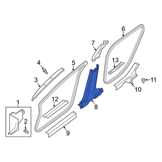 Nissan OE - Left Upper Door Pillar Post Trim Set