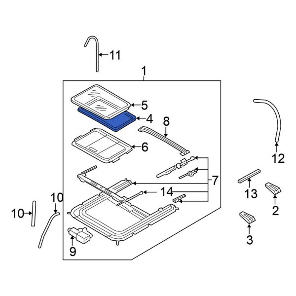 Nissan OE 912467Y010 Sunroof Seal