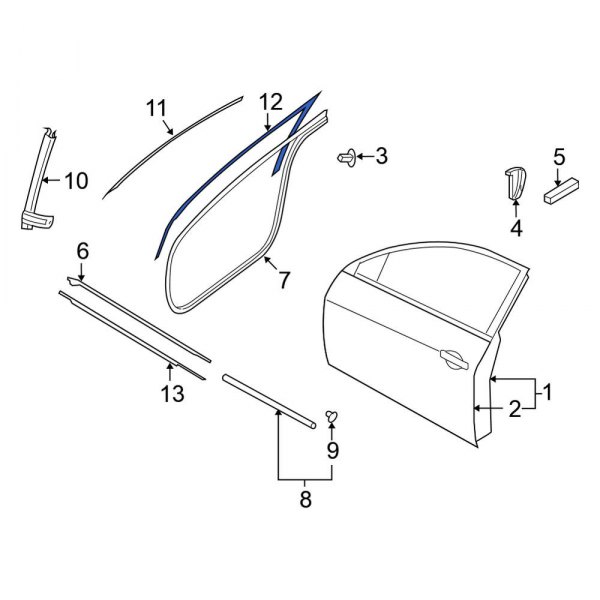 Nissan OE 80812JB100 Right Door Reveal Molding