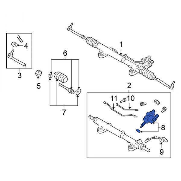 Nissan OE 49210JF10A Front Rack And Pinion Steering Pinion Shaft